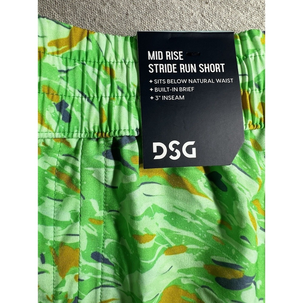 DSG Womens Mid Rise Stride Run Short Green Abstract‎ Print Athletic XL NWT - Picture 4 of 5